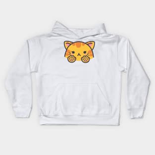 cute kawaii orange striped cat Kids Hoodie